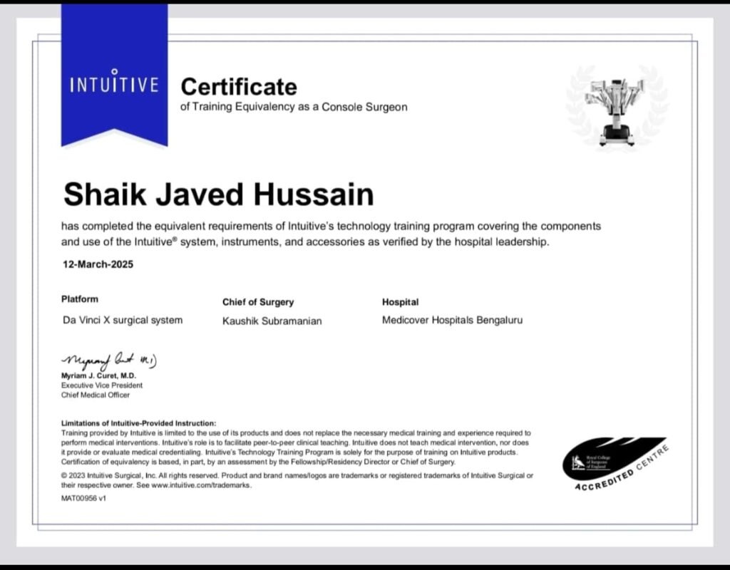 dr javed davinci robotic surgeon